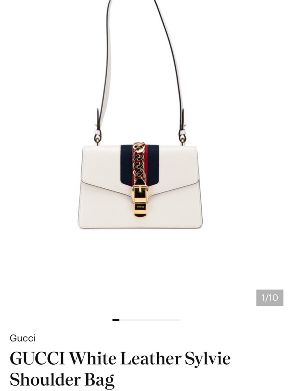 Gucci White Leather Sylive shoulder bag with two straps